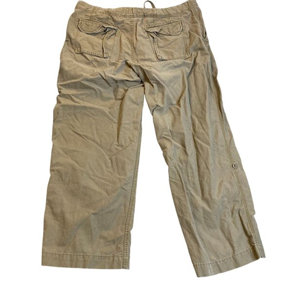 Gap Women's Pants XL Beige Casual Cotton Drawstring Pants Relaxed Fit Button Up - Picture 2 of 12